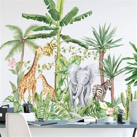 Buy Jungle Animal Wall Decals Safari Animals Wall Stickers Tropical ...