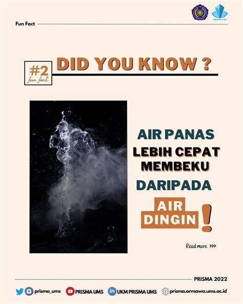 Fun Fact ! Air Panas Lebih Cepat Membeku Daripada Air Dingin • PRISMA UMS