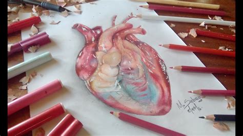 How to draw a hyper realistic heart-colored pencil tutorial - YouTube