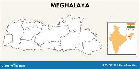 Meghalaya Map. Meghalaya Administrative And Political Vector Map In India. Stock Image ...