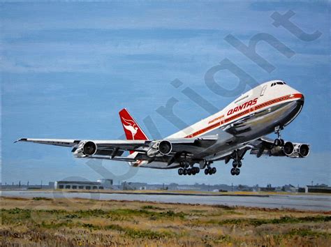 Qantas Boeing 747-238 - Steve Leadenham Transport Art