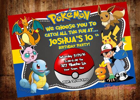 Printable Pokemon Birthday Invitations