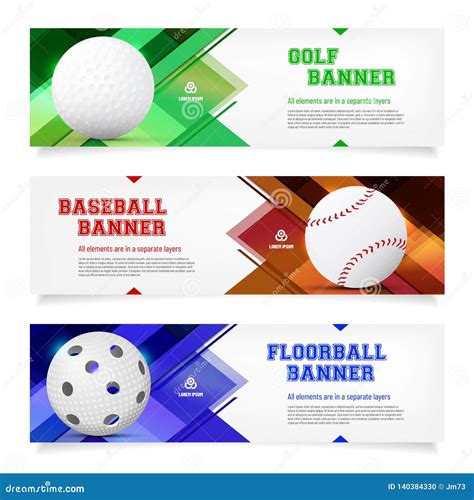 Set of Sport Banner Templates with Ball and Sample Text Stock Vector ...