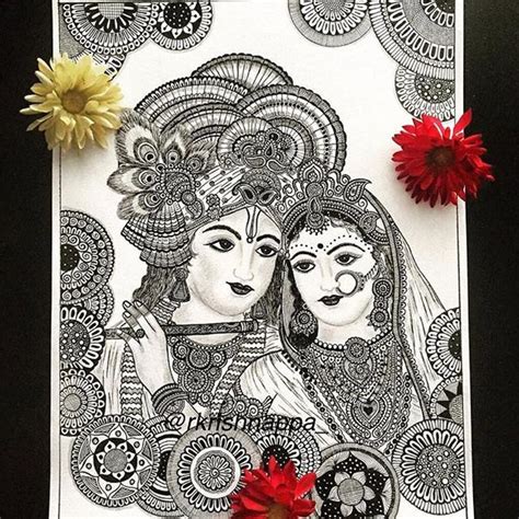 Buy Radha Krishna Art Print Hindu Home Decor Gift Online in India ...