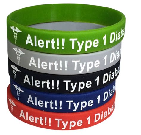 Diabetes Medical Alert Bracelet Type 1 Silicone ID Band