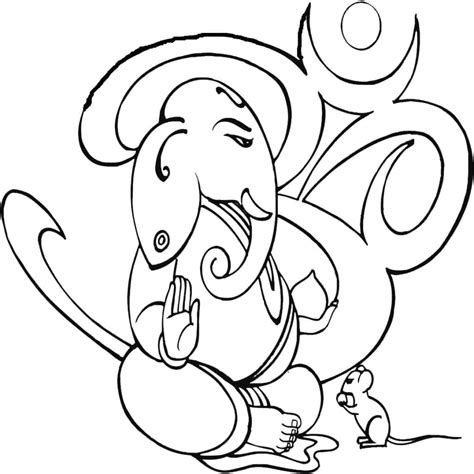 Ganesha with Mouse coloring page - Download, Print or Color Online for Free