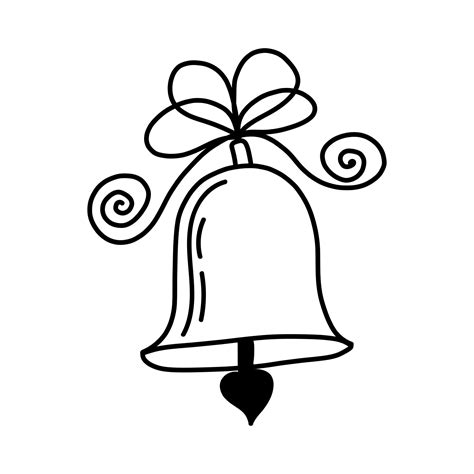 Festive doodle icon of ringing bell. Sketch style hand drawn illustration isolated on white ...