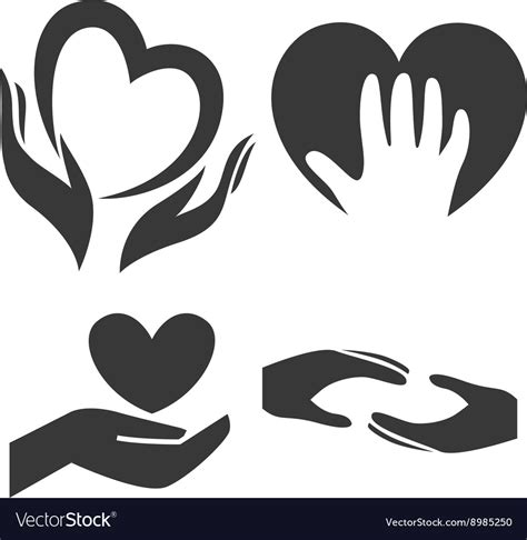 Heart in hand symbol sign icon logo template Vector Image