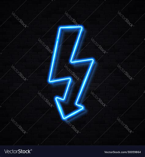 Neon sign blue lightning bolt isolated on black Vector Image