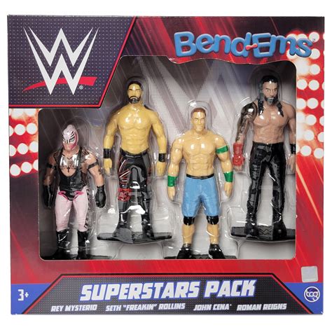 (4-Pack) WWE Superstars - WWE Bend-Ems TCG Toys WWE Toy Wrestling ...