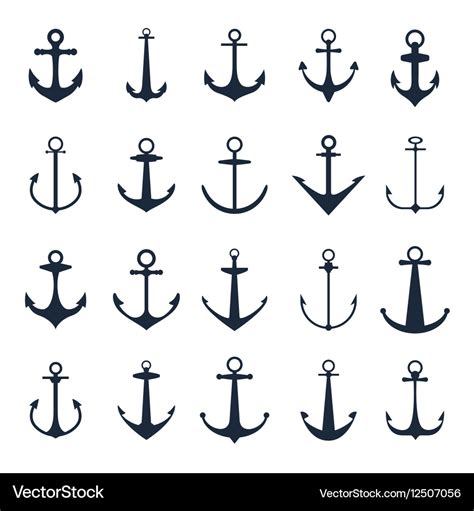 Anchor icons boat anchors isolated on white Vector Image