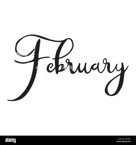 Hand drawn calligraphy lettering month February. Handwritten phrase for ...