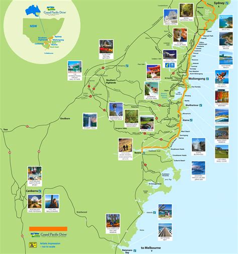 Wollongong area tourist map - Ontheworldmap.com