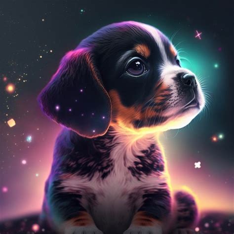 Premium AI Image | A painting of a dog with the words galaxy on the bottom