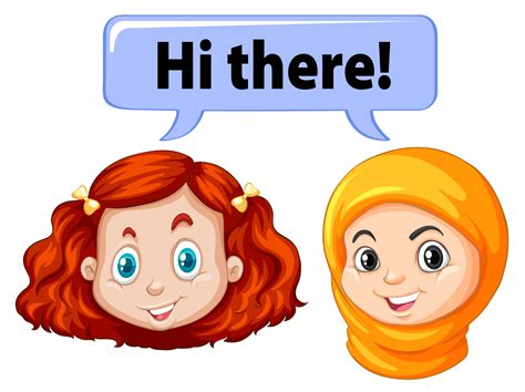 Two girls saying hello 605449 Vector Art at Vecteezy