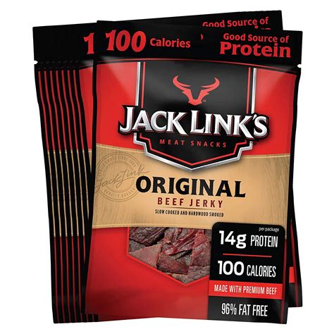 Jack Link’s Beef Jerky, Original, 1.25 oz. Bags, 10 Count – Flavorful Meat Snack for Lunches ...