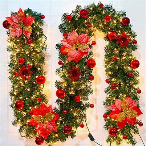 Pre-Lit Christmas Garland, Realistic Christmas Garland with 200 Tips ...