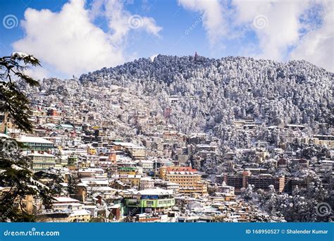 Beautiful View of Shimla City after a Snowfall Stock Image - Image of india, architecture: 168950527