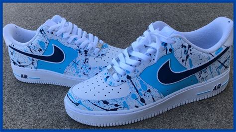 Air Force Custom Low Pink Blue Neon Splatter Swoosh White Shoes Gender ...