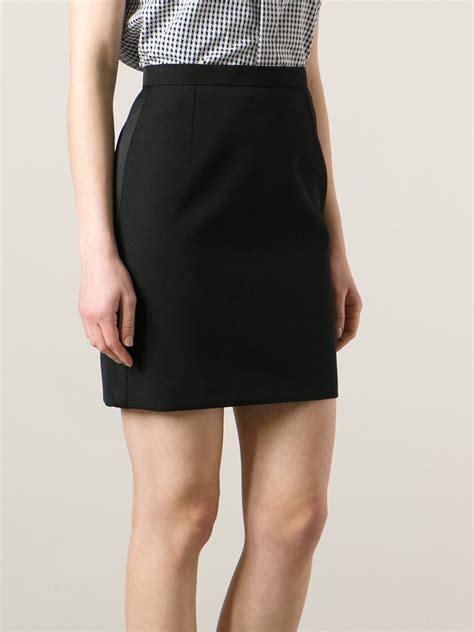 Saint laurent Short Pencil Skirt in Black | Lyst