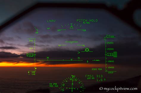 Sunset seen through the Head Up Guidance System