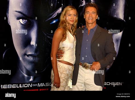 Arnold Schwarzenegger and Kristanna Loken at the photocall of the film "Terminator 3" in Berlin ...