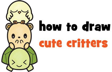 Learn How to Draw Cute Cartoon Turtle, Hamster, & Bird (Kawaii) Easy Step by Step Drawing ...