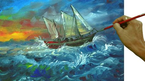 Impressionistic Painting | Boat in Stormy Sea by JM Lisondra - YouTube