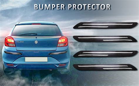 Fabtec Rubber Car Bumper Protector Guard with Double Chrome Strip for Maruti Swift Dzire 4Pcs ...