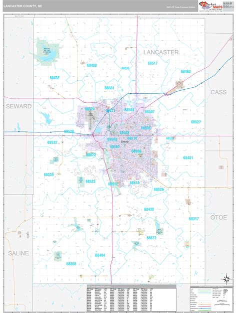 Lancaster County, NE Wall Map Premium Style by MarketMAPS