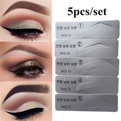 5pcs Eyebrow Template Stencils Brow Grooming Card Trimming Shaping Beauty Tool DIY Eyebrows ...