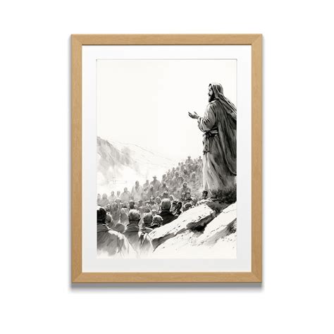 Jesus Sermon on the Mount DIGITAL PRINT Wall Art AI Sketch Bible Art ...