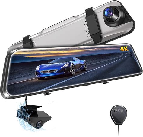 4K Mirror Dash Cam, Rear View Mirror Camera, GKU 10“ Full HD Touch ...