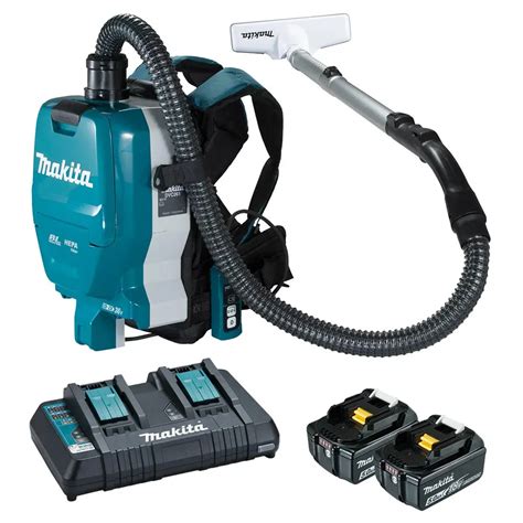 Makita 18Vx2 BRUSHLESS Backpack Vacuum Kit, 1.5L Tank Capacity - Includes 2 x 5.0Ah Batteries ...