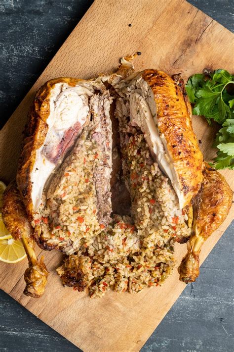 Roasted Rice Stuffed Whole Chicken - Give Recipe