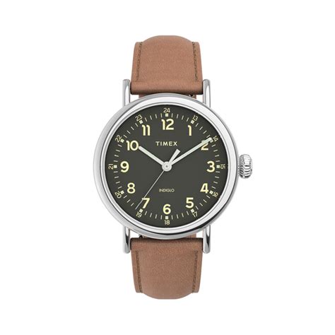 Timex Standard Leather Strap Watch in Brown | Pascoes