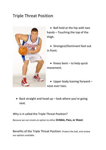 Basketball Triple Threat Position - Assessment | Teaching Resources