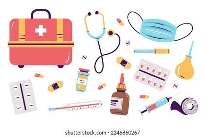 First Aid Kit Medical Emergency Bag Stock Vector (Royalty Free ...