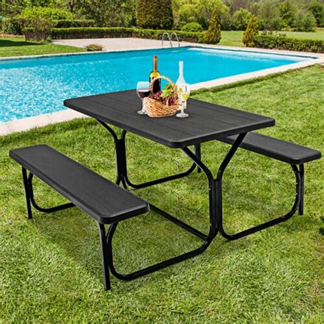 Costway Picnic Table Bench Set Outdoor Backyard Patio Garden Party ...