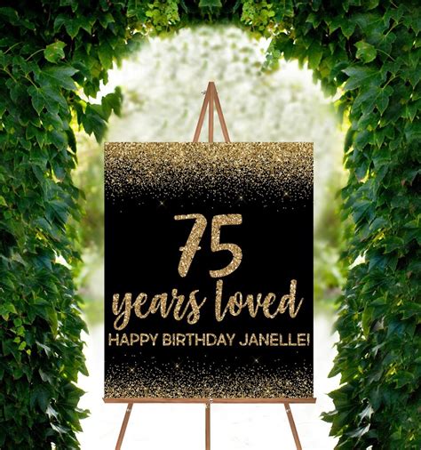 Custom Birthday Banner Printable Happy 75th Birthday Sign | Etsy