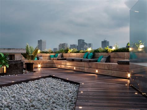 Project of office terrace in the center of Kiev on Behance | Roof terrace design, Terrace design ...