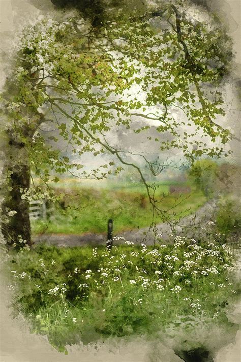 Watercolour painting of Beautiful English countryside landscape Photograph by Matthew Gibson ...