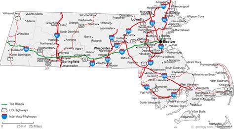 Highway Map Of Massachusetts - Tourist Map Of English