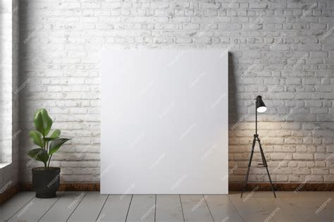 Premium AI Image | a square blank white mockup in a loft in a small ...