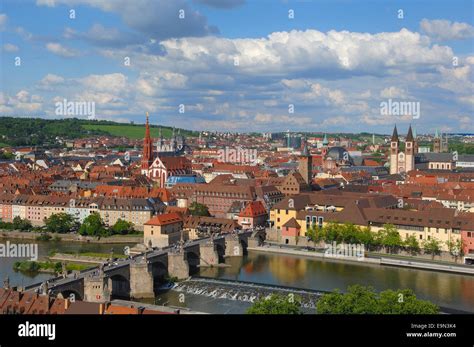 Wurzburg, Old Main Bridge, View of Wurzburg from Marienberg Castle, UNESCO World Heritage Site ...