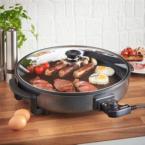 Large Multi Cooker - Electric Frying Pan 42cm with Glass Lid | in ...