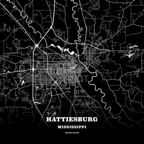 Hattiesburg, Mississippi, USA map | Map poster, Poster template ...