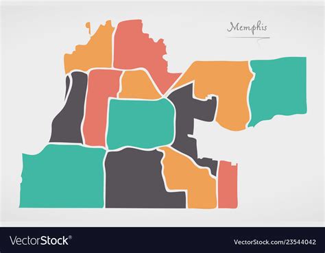 Memphis tennessee map with neighborhoods and Vector Image