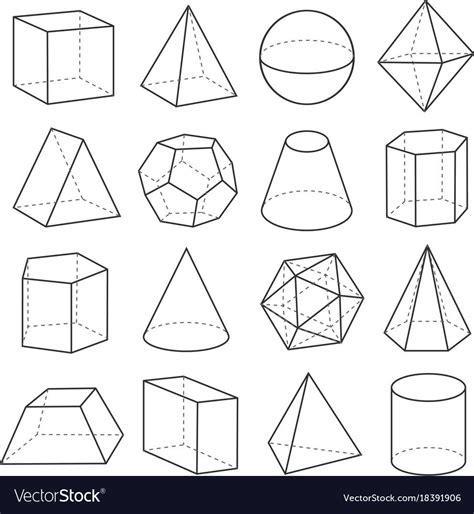 Geometric shapes outline set. Mathematical concept, algebra and ...