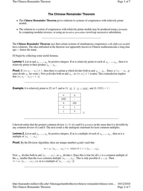 Chinese Remainder Theorem | PDF | Abstract Algebra | Numbers